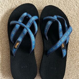Teva Black and Blue Daisy Sandals